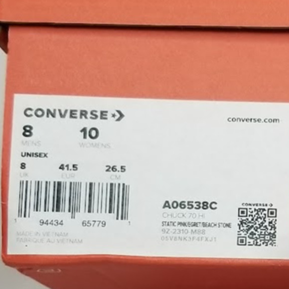 Converse Unisex Chuck 70 Hi Tops Women's Size 10 A06538C Static Pink NWT - Picture 10 of 10